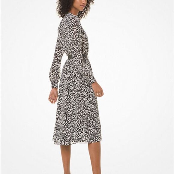 Michael Kors Leopard Print Georgette Shirtdress NwT XXS - Picture 2 of 16